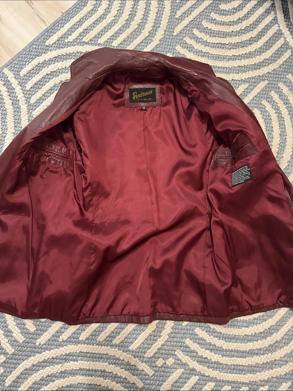 Vintage 70s Penthouse Oxblood Genuine Leather Blazer Jacket Unisex 42